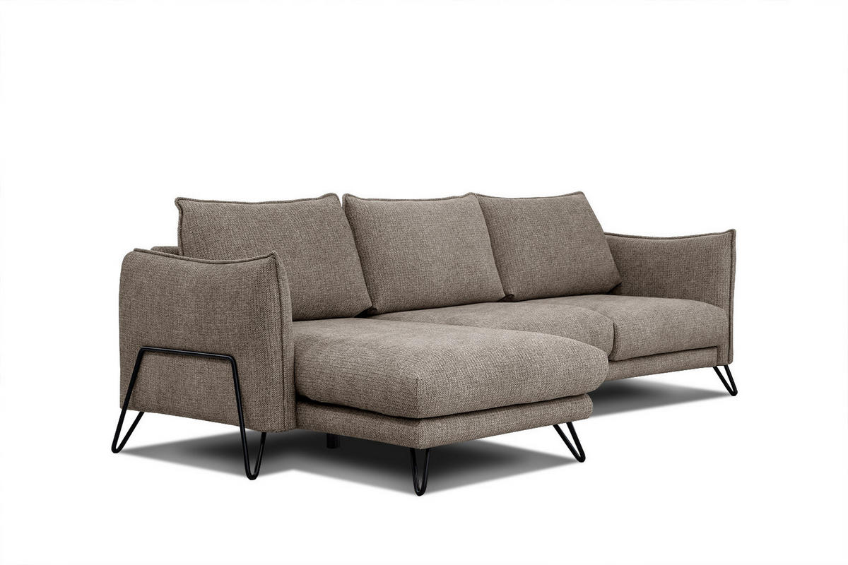 ECKSOFA HOSTEN 4-Sitzer, taupe - Taupe/Schwarz, Holzwerkstoff/Textil (158/269cm) - Courtois Laville