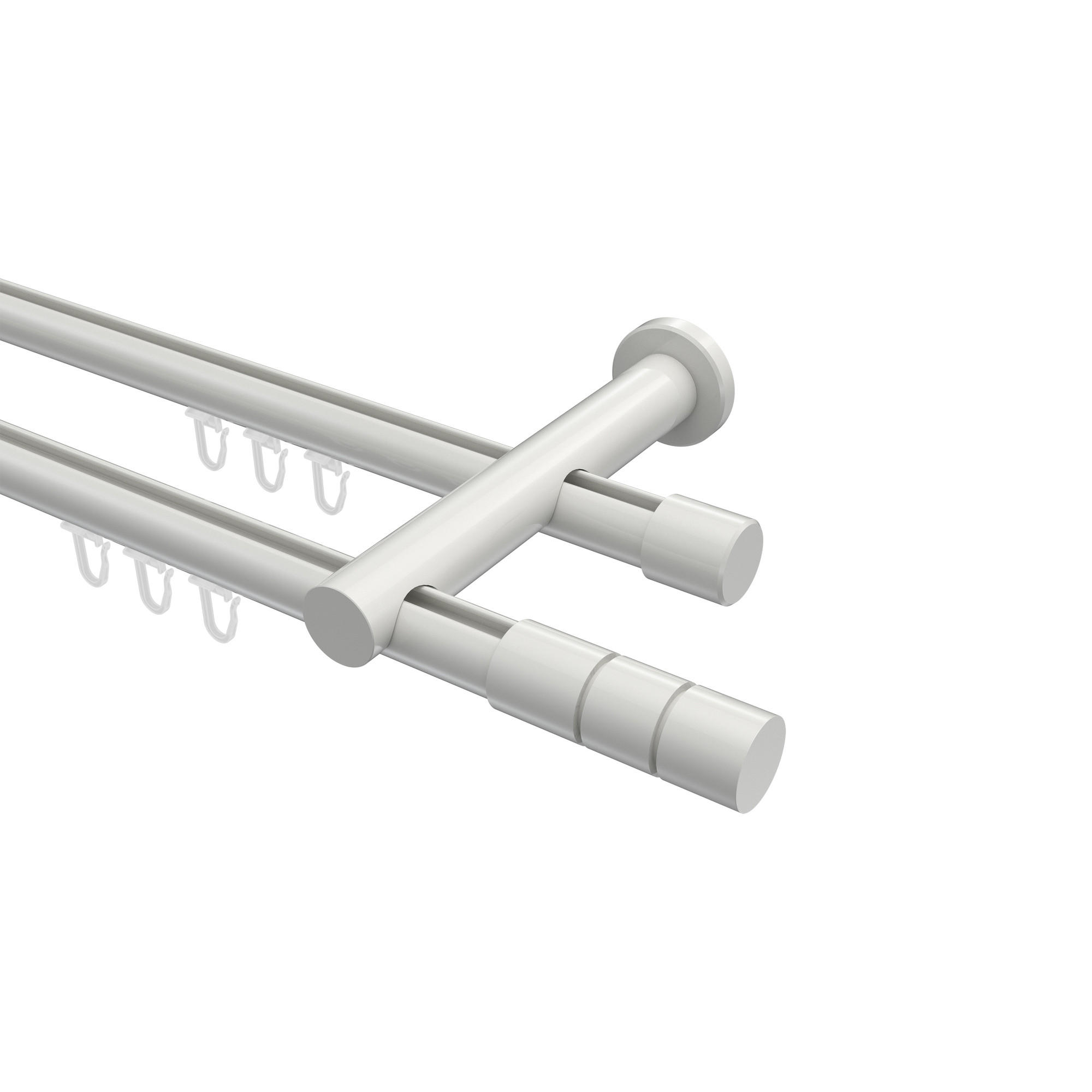INNENLAUF-GARDINENSTANGEN-SET Platon Elanto 400 cm (geteilt in 2 x 200 cm), 2-läufig, 20 mm Ø Weiß - Weiß, Metall (400cm) - INTERDECO