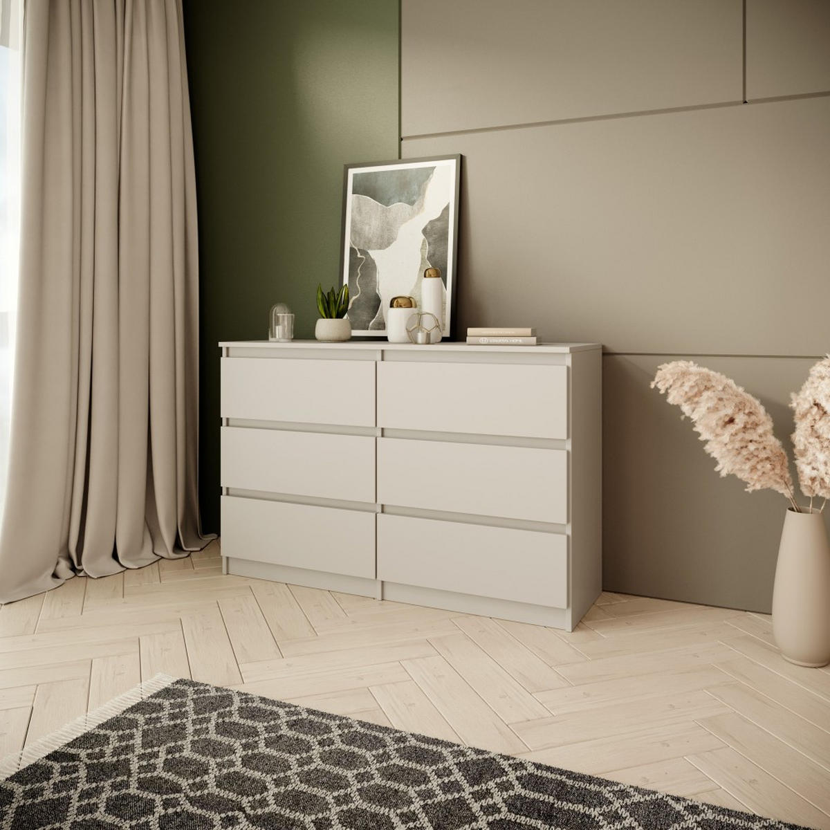 KOMMODE Look 100 cm mit sechs Schubladen, kaschmir - Kaschmir, Holzwerkstoff (100/71/33cm) - Beautysofa