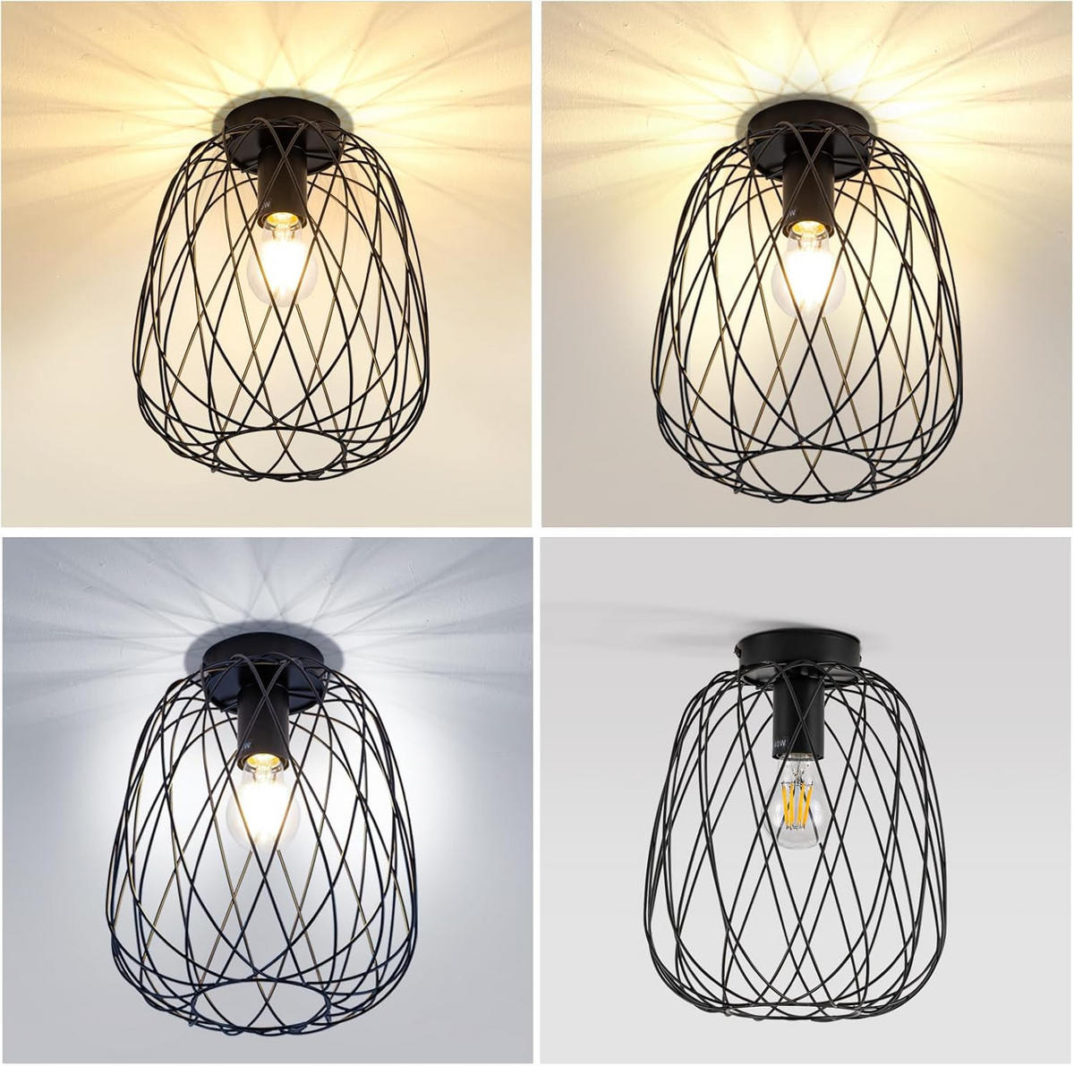 DECKENLEUCHTE Scheinorh 25/30.5/25 cm - Schwarz, Metall (25/25/30.5cm) - ZMH