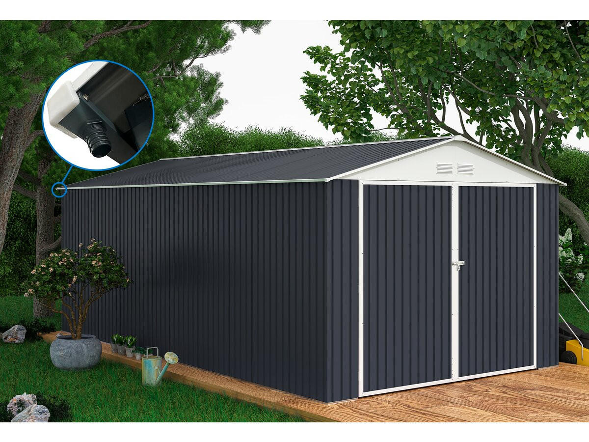 METALL-GARAGE PVC houston - Grau, Metall (570/310/570cm) - Habitat Garten