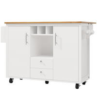 KÜCHENINSEL DE-41275 137,9/45-73/92 cm mit Weinregal und Türregal Weiß - Weiß, Holzwerkstoff (137.9/92.5/73cm) - ComfortXL