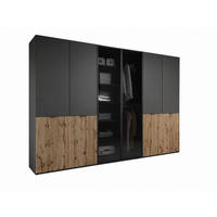 DREHTÜRENSCHRANK ATELIO 303/200/51 cm Modern Kleiderschrank 6-türig Schwarz - Schwarz, Holzwerkstoff (303/200/51cm) - MASSENO