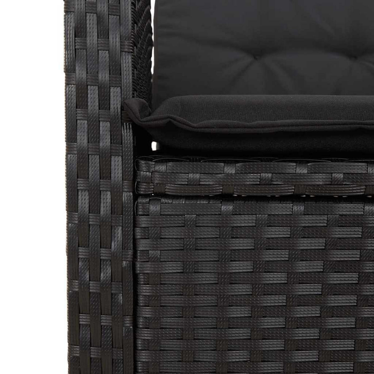 GARTENBANK Verstellbar Mit Kissen Schwarz Poly Rattan - Schwarz, Kunststoff (105/93/59cm) - vidaXL