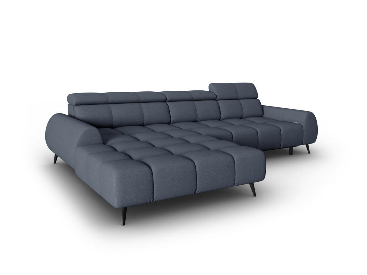 ELEKTRISCHES-ECKSOFA links Alyse aus strukturiertem Stoff dunkelblau 5 Sitzplätze - Dunkelblau, Textil (188/295cm) - Micadoni