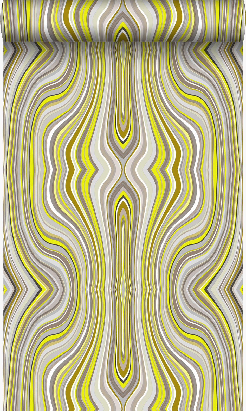 TAPETE grafische Linien 53 cm x 10.05 m - Gelb, Papier (53/1000cm) - Origin Wallcoverings