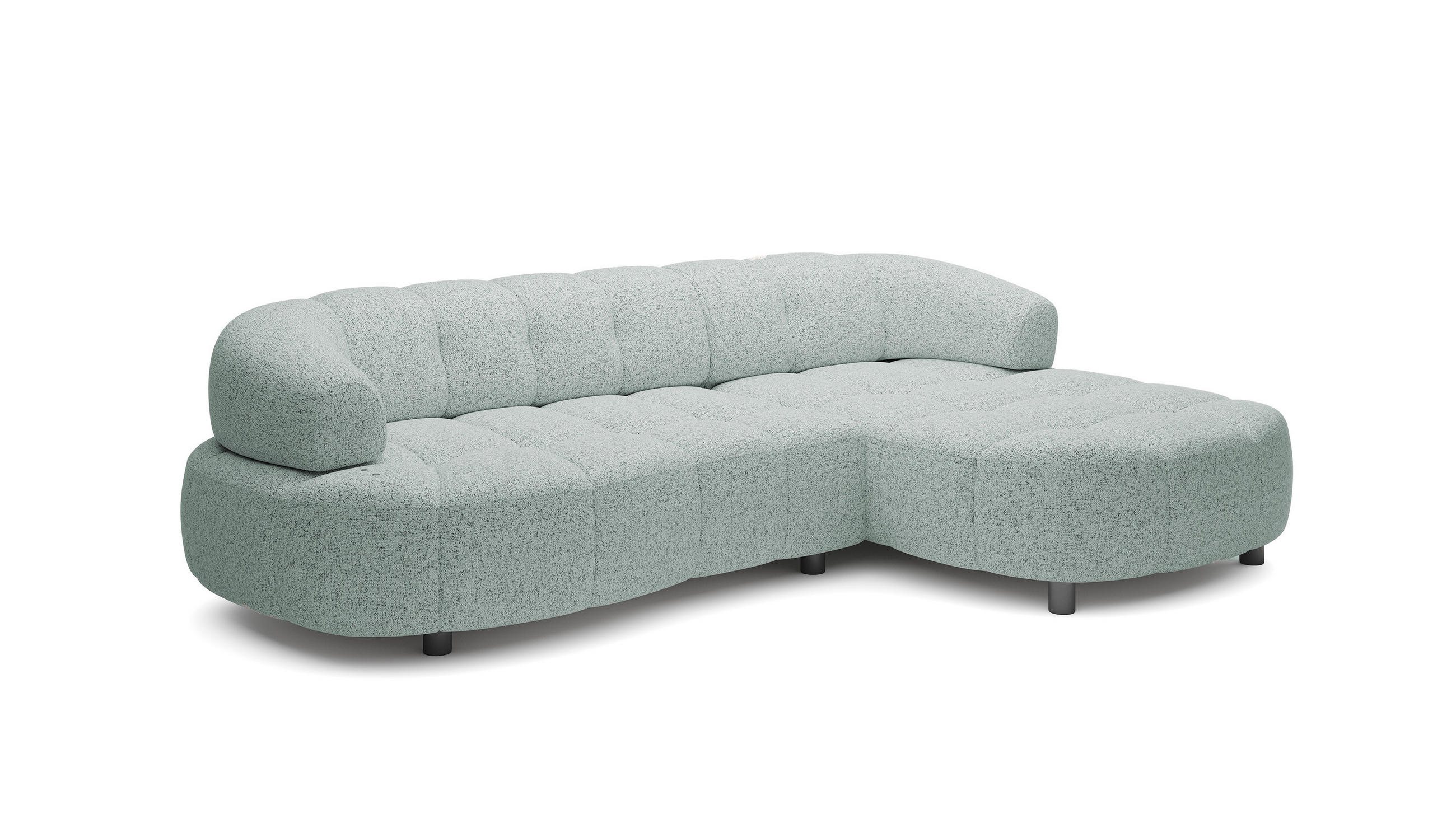 ECKSOFA Wesper S – Eckcouch mit Elektrischer Sitzverstellung, L-förmig, Freistehend, Relaxfunktion, 183x284x79 cm – Rechte, Minze - Hellgrün, Holz/Textil (284/113cm) - DomoHome