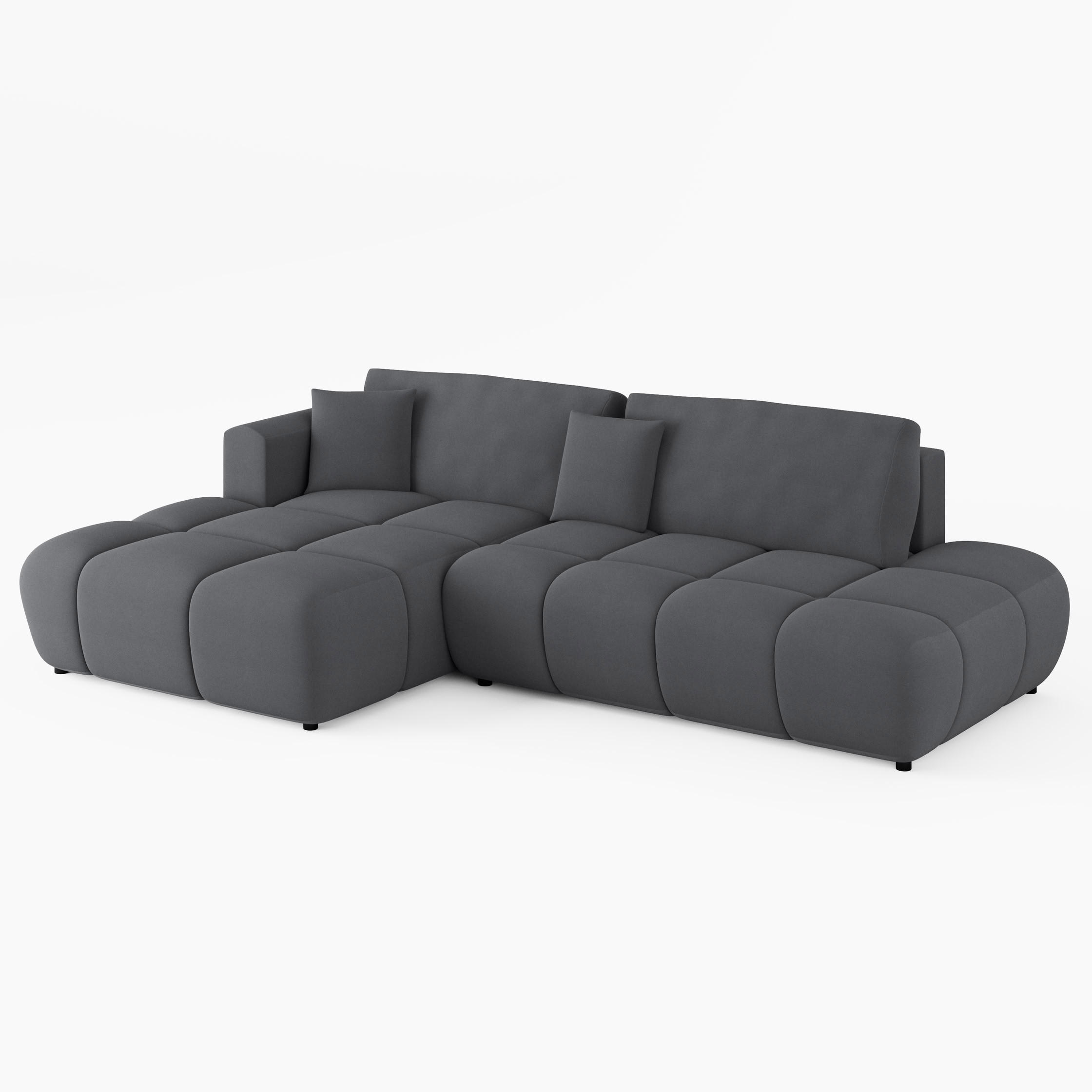 ECKSOFA BARI Links Grau Velours Easy Clean L-Form Couch mit Schlaffunktion & Bettkasten - Schwarz/Grau, Holz (170/280cm) - Barchello