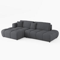 ECKSOFA BARI Links Grau Velours Easy Clean L-Form Couch mit Schlaffunktion & Bettkasten - Schwarz/Grau, Holz (170/280cm) - Barchello