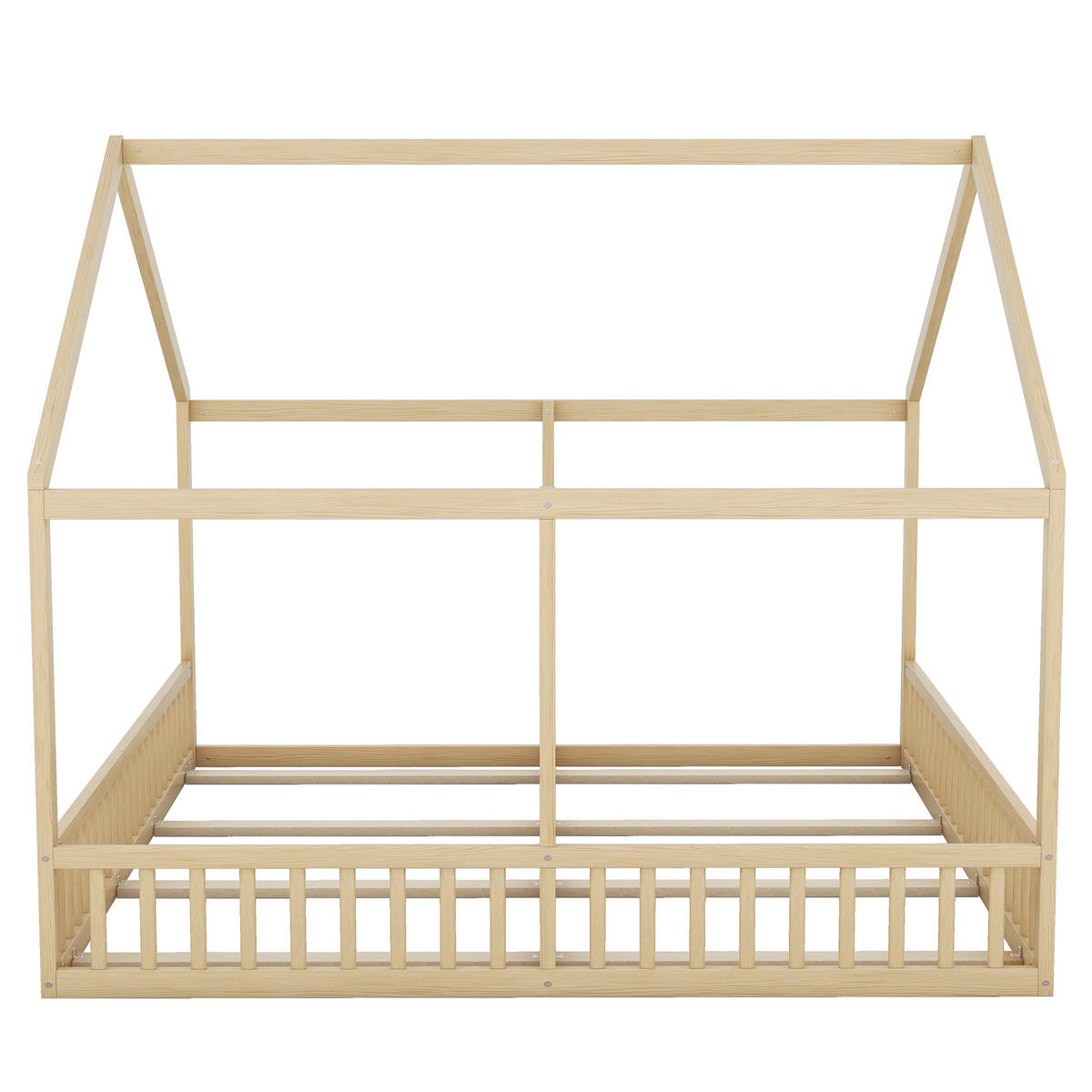 EINZELBETTEN 2-in-1 90/200 cm Natur mit Sicherheitsgeländer - Naturfarben, Holz (90/200cm) - OKWISH