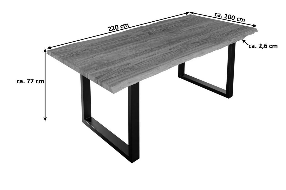 ESSTISCH LAUREN - Beige/Schwarz, Holz/Metall (100/220/77cm) - SAM