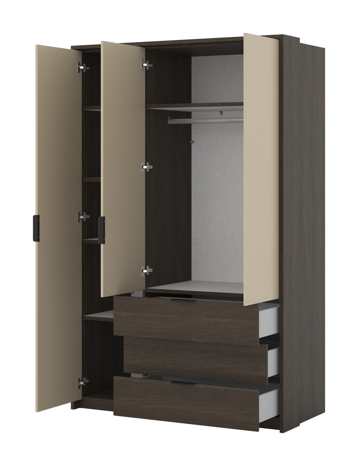 DREHTÜRENSCHRANK MOLAVO 139/217/63 cm 3-türig Eiche Dunin - Eichefarben, Holzwerkstoff (139/217/63cm) - MASSENO