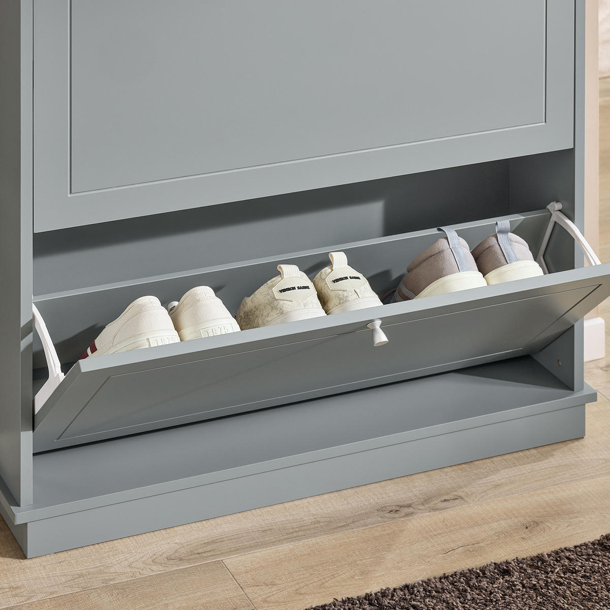 SCHUHSCHRANK Grau - Grau, Holzwerkstoff (76/79/18cm) - SoBuy