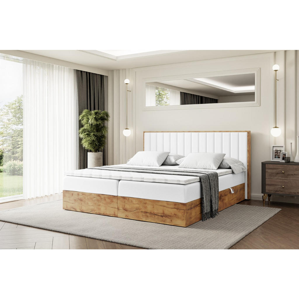 Thumbnail - Altdecor Boxbett, Weiß, Holzwerkstoff, Höhe ca. 20 cm, 120x200 cm, Schlafzimmer, Betten, Boxspringbetten