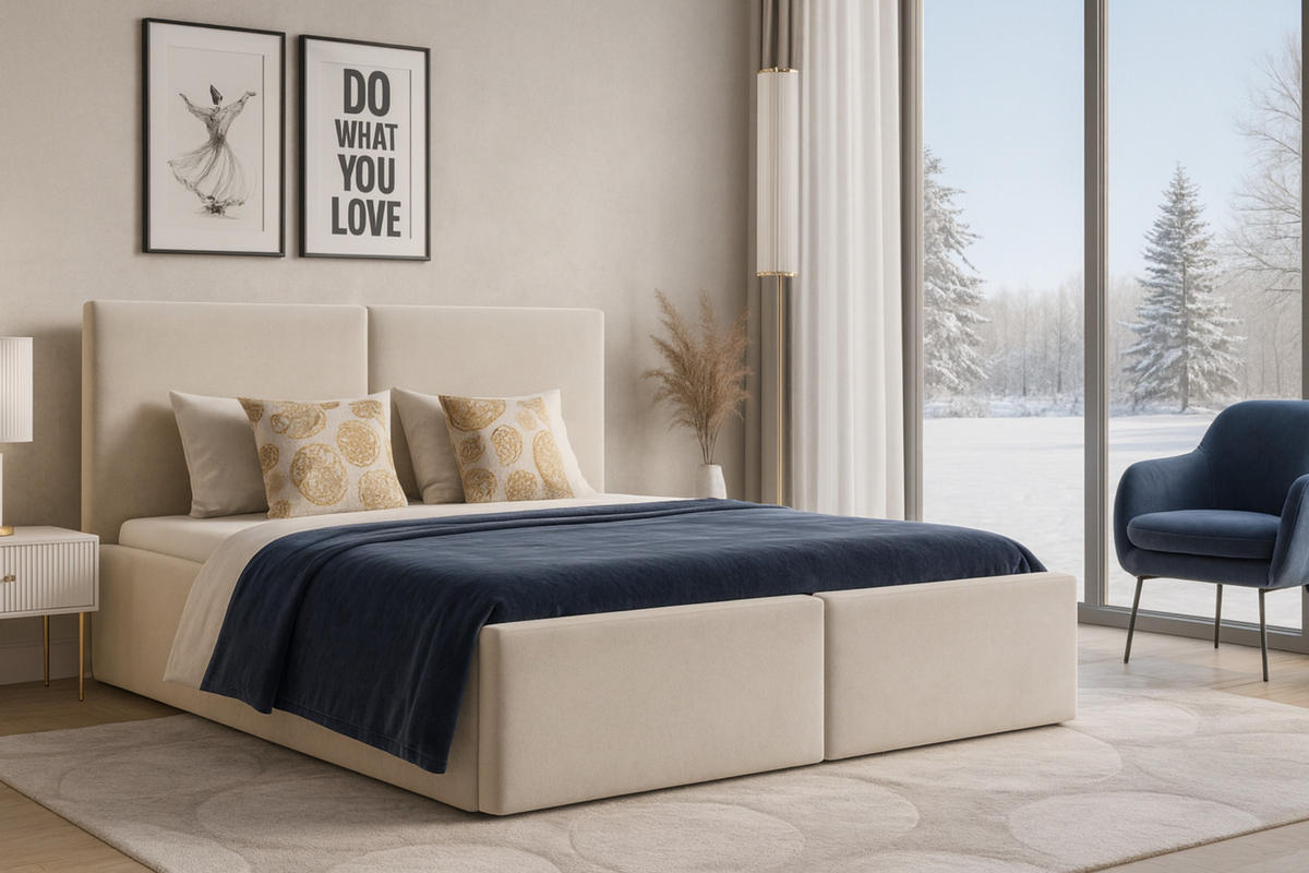 POLSTERBETT BEN 160/200 in Velours Beige - Beige, Holz/Holzwerkstoff (160/200cm) - Deine Möbel 24