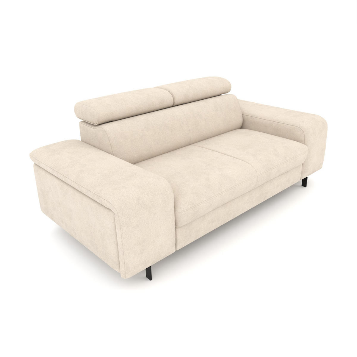 2,5-SITZER Vaasa Chenille Beige klappb. Kopfstützen 198/100/81 cm - Sahara, Kunststoff/Textil (198/81/70cm) - foamnova