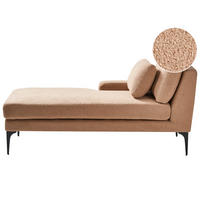 ČALOUNĚNÉ LEHÁTKO CHAISE LONGUE PRAVOSTRANNÉ Bouclé Pískově béžové Ewron - černá/písková barva, textil (150/70/72cm) - Beliani