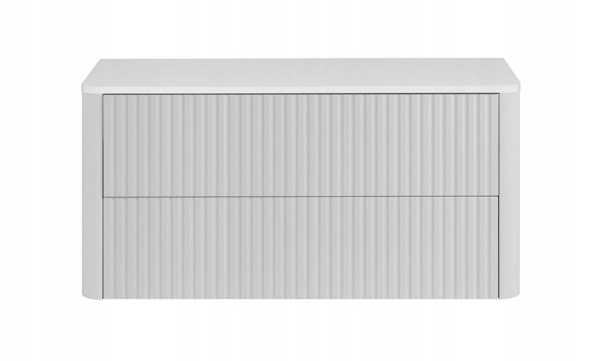 WASCHBECKENUNTERSCHRANK LINEA hängend geriffelt Weiß matt mit Waschtischplatte 100/48/44 cm - Weiß, Holzwerkstoff (100/48.4/43.7cm) - Rodan