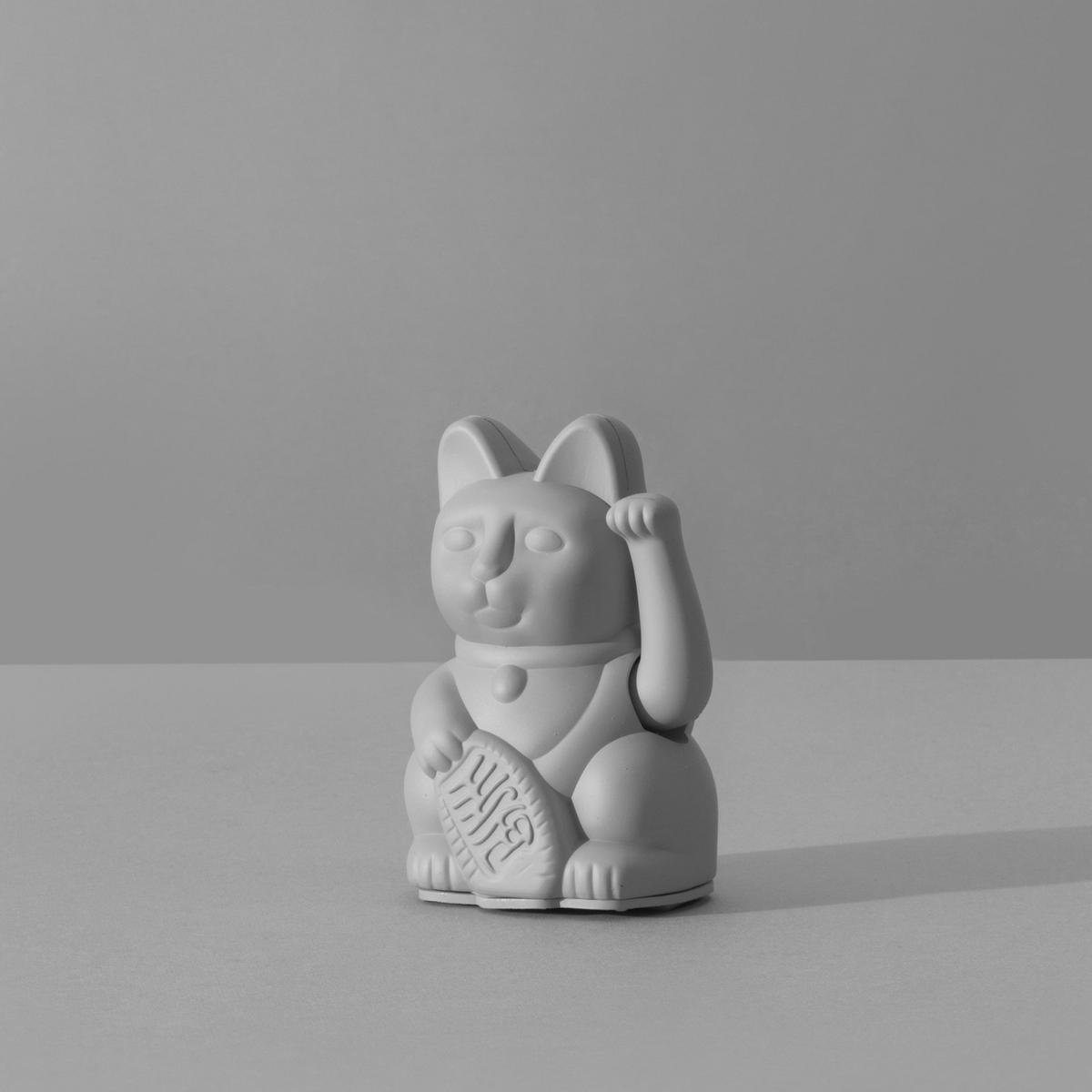 WINKEKATZE Lucky Cat Mini Maneki Neko, Kunststoff, Grey, 9.8 cm - Grau, Kunststoff (6.7/9.8/5.2cm) - Donkey Products