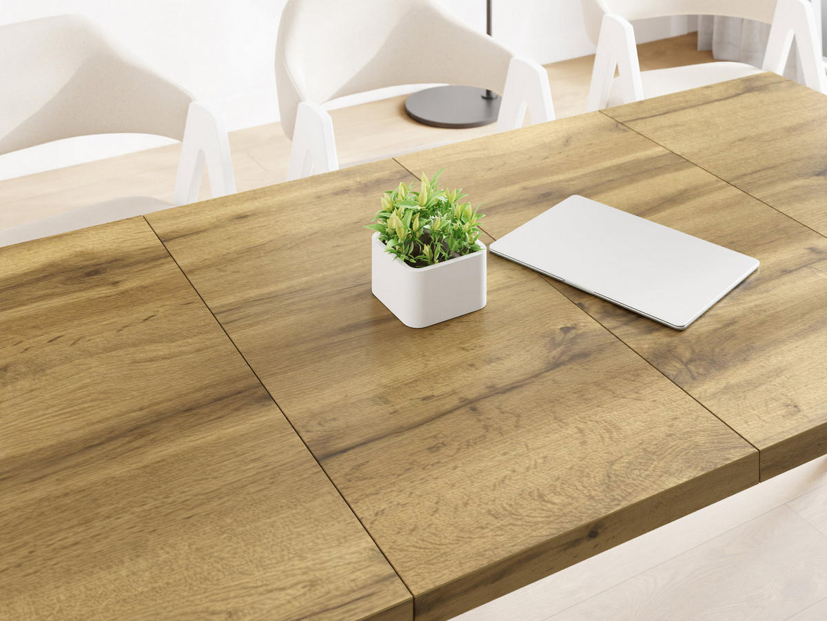 ESSTISCH Quadro quadratischer ausziehbarer, Wotan Eiche 100-150/100/76 cm - Eiche Wotan/Schwarz, Holz/Holzwerkstoff (100/150/76cm) - WFL GROUP