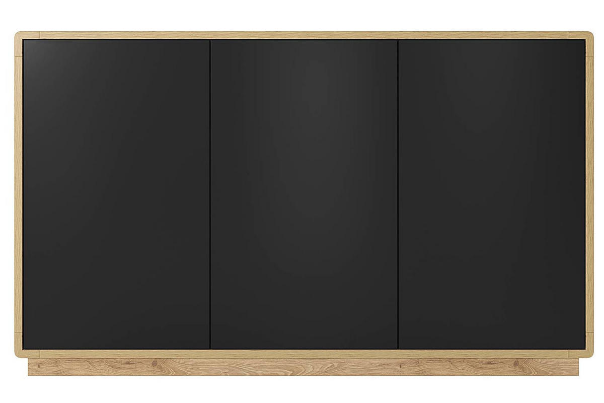 KOMMODE Aston Taurus Eiche / schwarz 160 / 40 / 74cm - Schwarz/Braun, Holzwerkstoff (160/74/40cm) - Feldmann-Wohnen