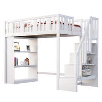 HOCHBETT 90/200 cm mit Stauraumtreppe in Weiß aus Kiefernholz - Weiß, Holz (90/200cm) - OKWISH
