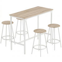 BARTISCH-SET DE-39306 110/50 cm Tisch mit 4 Hockern Eiche/Weiß - Eichefarben, Holzwerkstoff (110/89.5/50cm) - ComfortXL