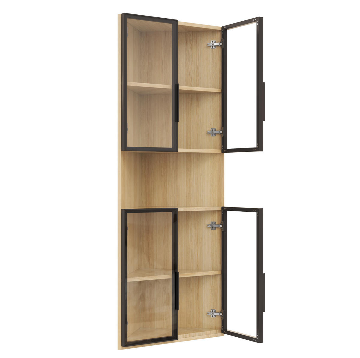 HIGHBOARD 62/32/160 cm in Eichefarben mit LED-Beleuchtung und Sicherheitsglas - Eichefarben, Holzwerkstoff (62/160/32cm) - Flora Grace