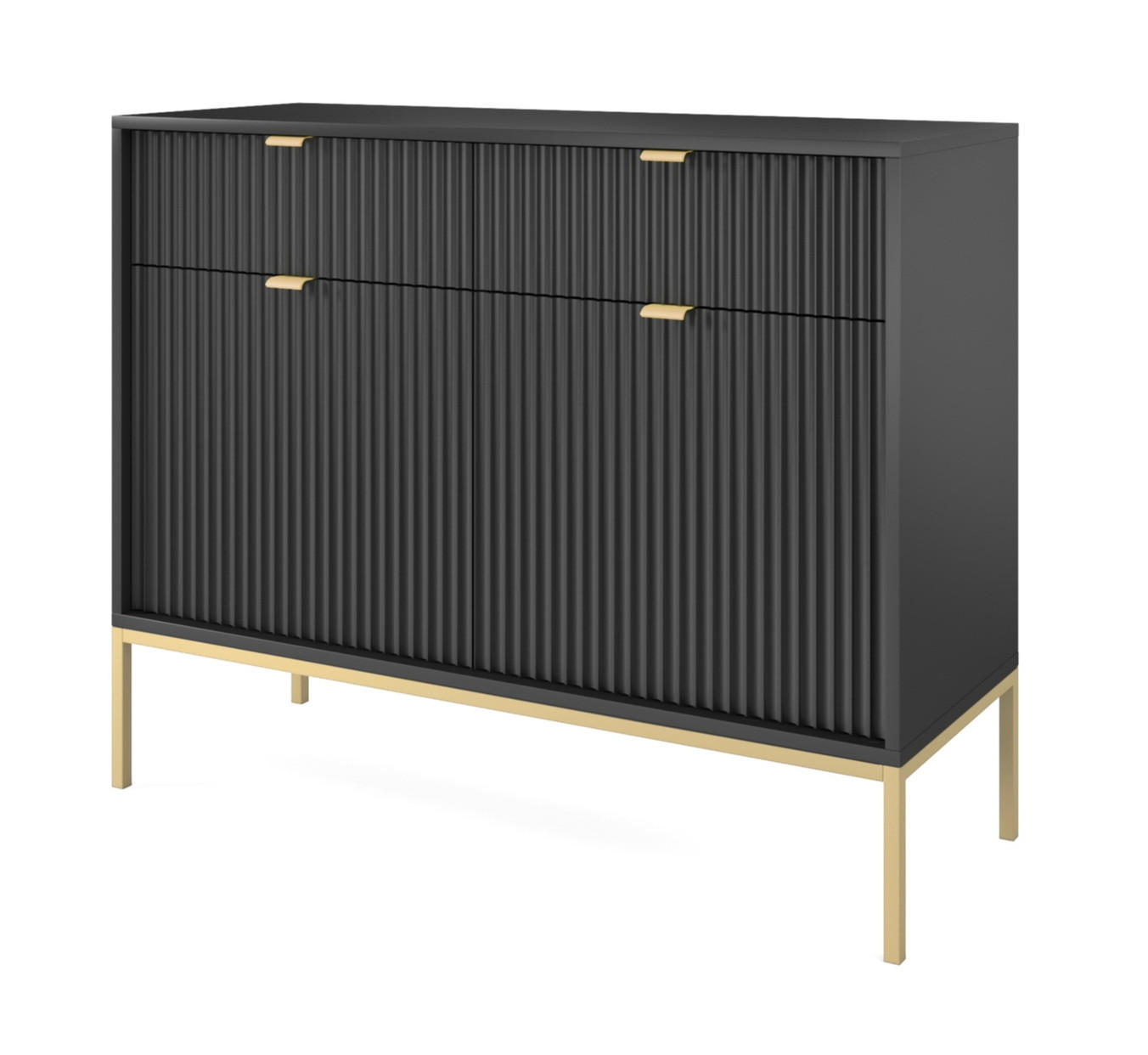 SIDEBOARD 104 cm mit Schubladen Galla, Sideboard, Schwarz + Gold - Goldfarben/Schwarz, Holz (104/83/39cm) - Emporius