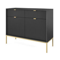 SIDEBOARD 104 cm mit Schubladen Galla, Sideboard, Schwarz + Gold - Goldfarben/Schwarz, Holz (104/83/39cm) - Emporius