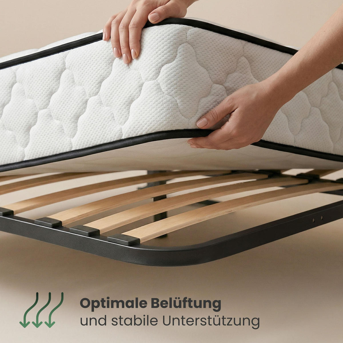 LATTENROST 120x200 cm - Schwarz, Holz/Metall (120/200cm) - Akord