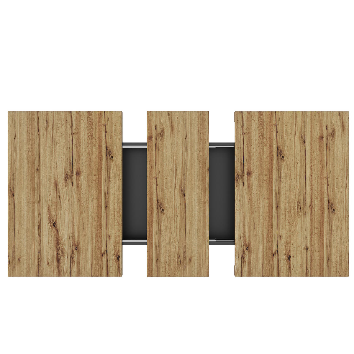 ESSTISCH 110-140x80x75 cm in Natur und Schwarz aus MDF mit LED-Beleuchtung ausziehbar - Naturfarben, Holzwerkstoff (140/80/75cm) - Modfu