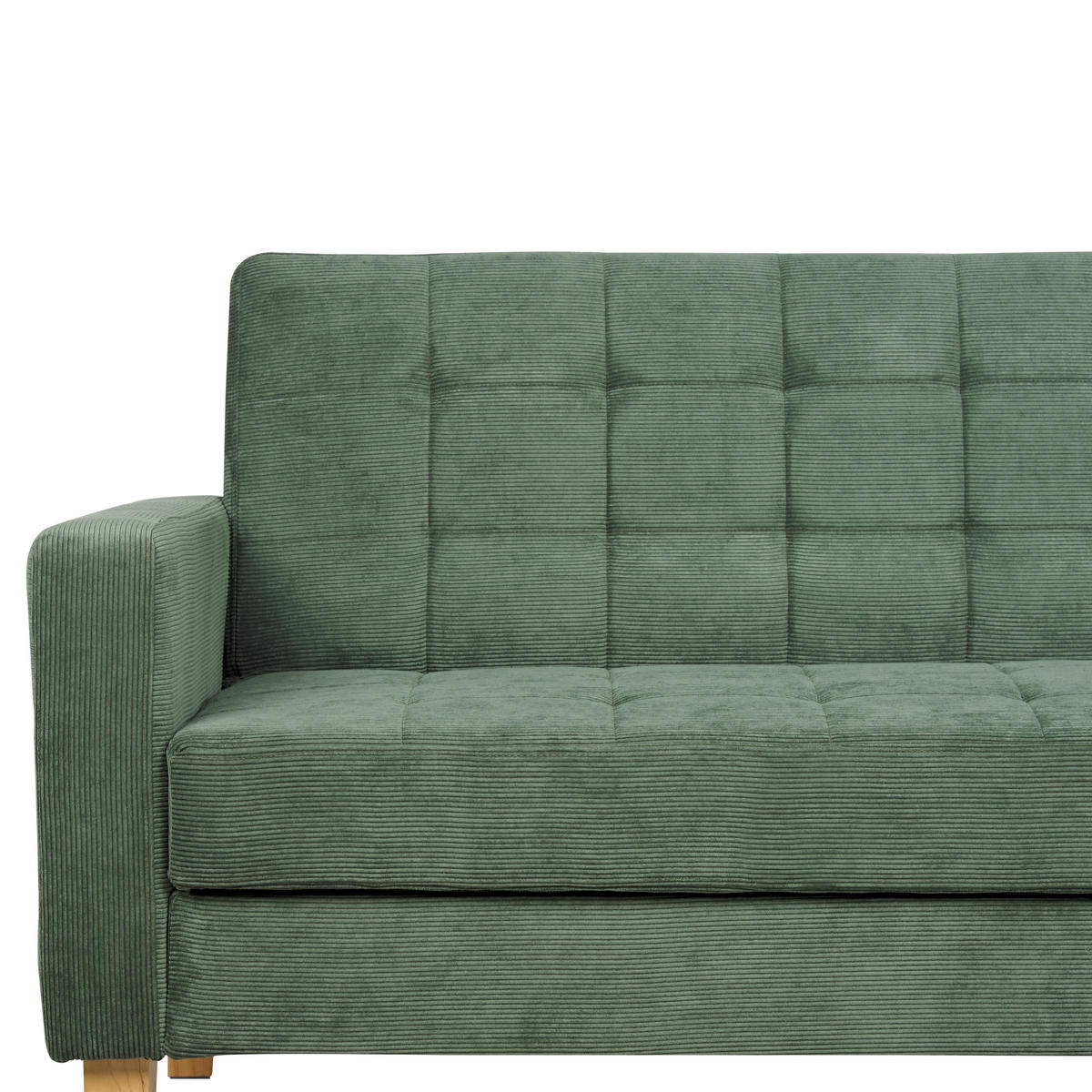 3-SITZER-SCHLAFSOFA dunkelgrün mit Stauraum Vehkoo - Hellbraun/Grün, Textil (200/86/77cm) - Beliani