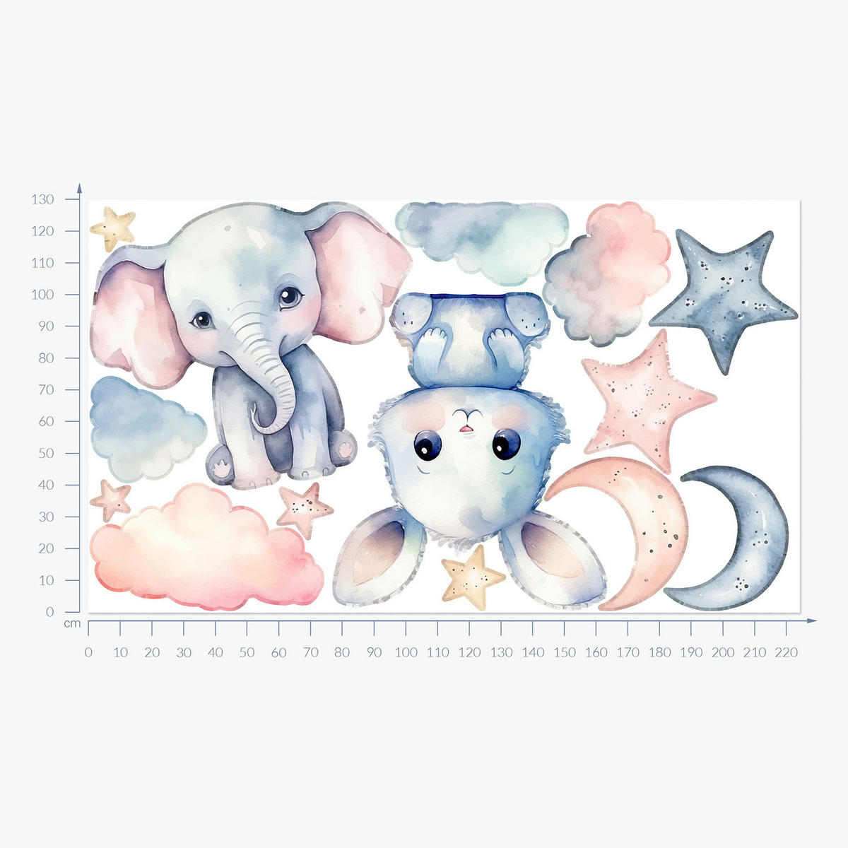 WANDAUFKLEBER 130x224cm - Pastellfarbene Tiere - Multicolor, Kunststoff (130/224/0.1cm) - Wallfluent