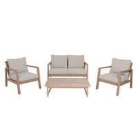 GARTENLOUNGESET Lucile 4-teilig inkl. Kissen Gartenmöbel - Braun, Holz - DELUKE