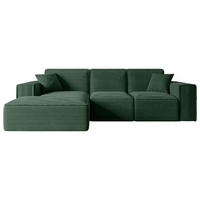 ECKSOFA Ottomane Links SERRA-L - 266x165x73 cm Grün Cord - Schwarz/Grün, Holzwerkstoff/Kunststoff (165/266cm) - ALTDECOR