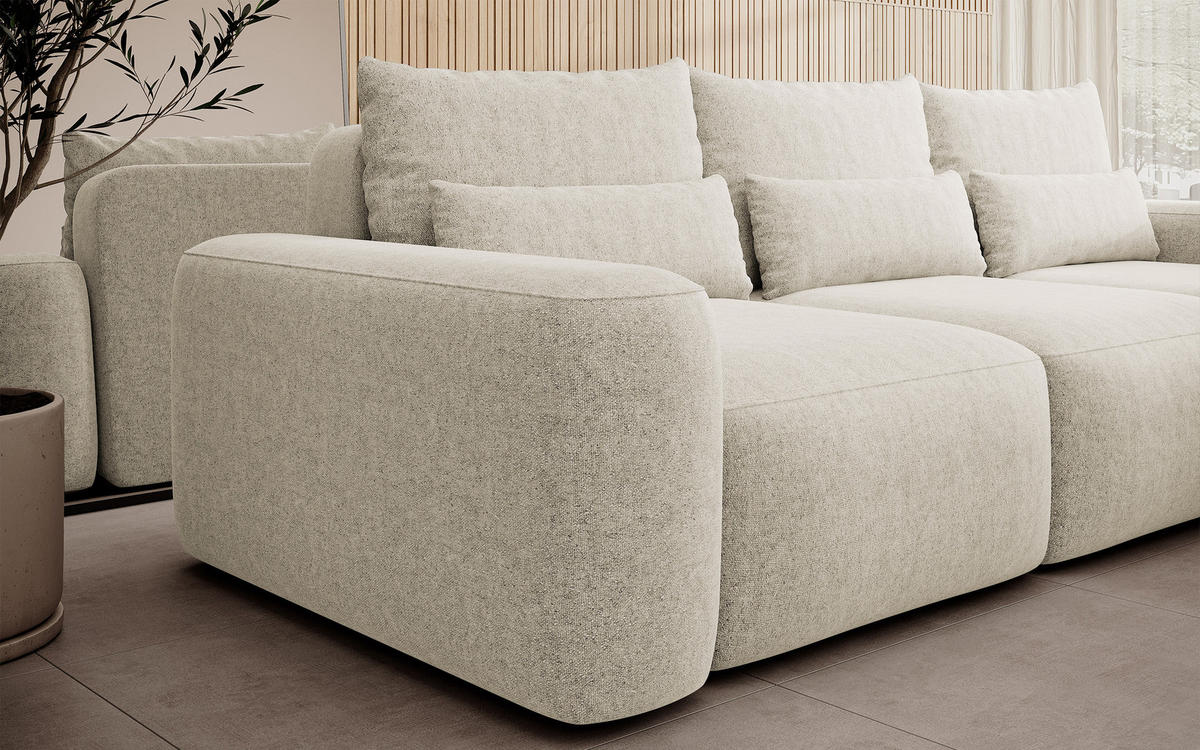 ECKSOFA Carnos Chenille-Bezug in Creme - Creme, Textil (264/162cm) - Selsey