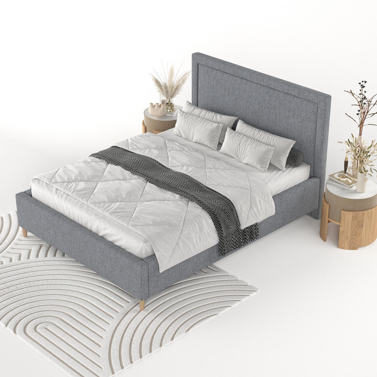 POLSTERBETT Vega 140/200 cm Grau im Neve Stoff - Naturfarben/Grau, Holz/Holzwerkstoff (140/200cm) - AltaBeds