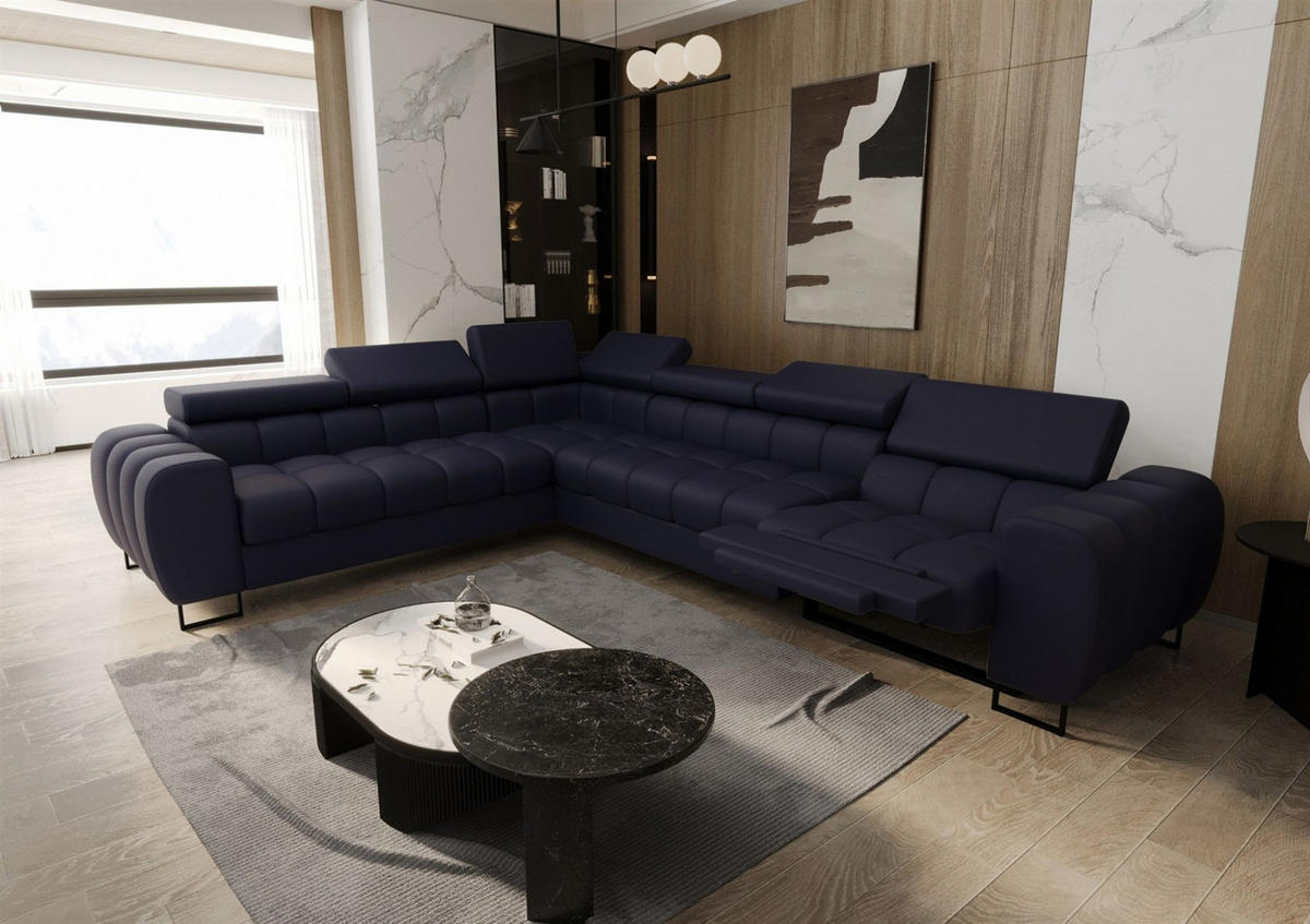 ECKSOFA Bastien Relax - Dunkelblau, Holzwerkstoff/Textil (260/330cm) - Fun Möbel