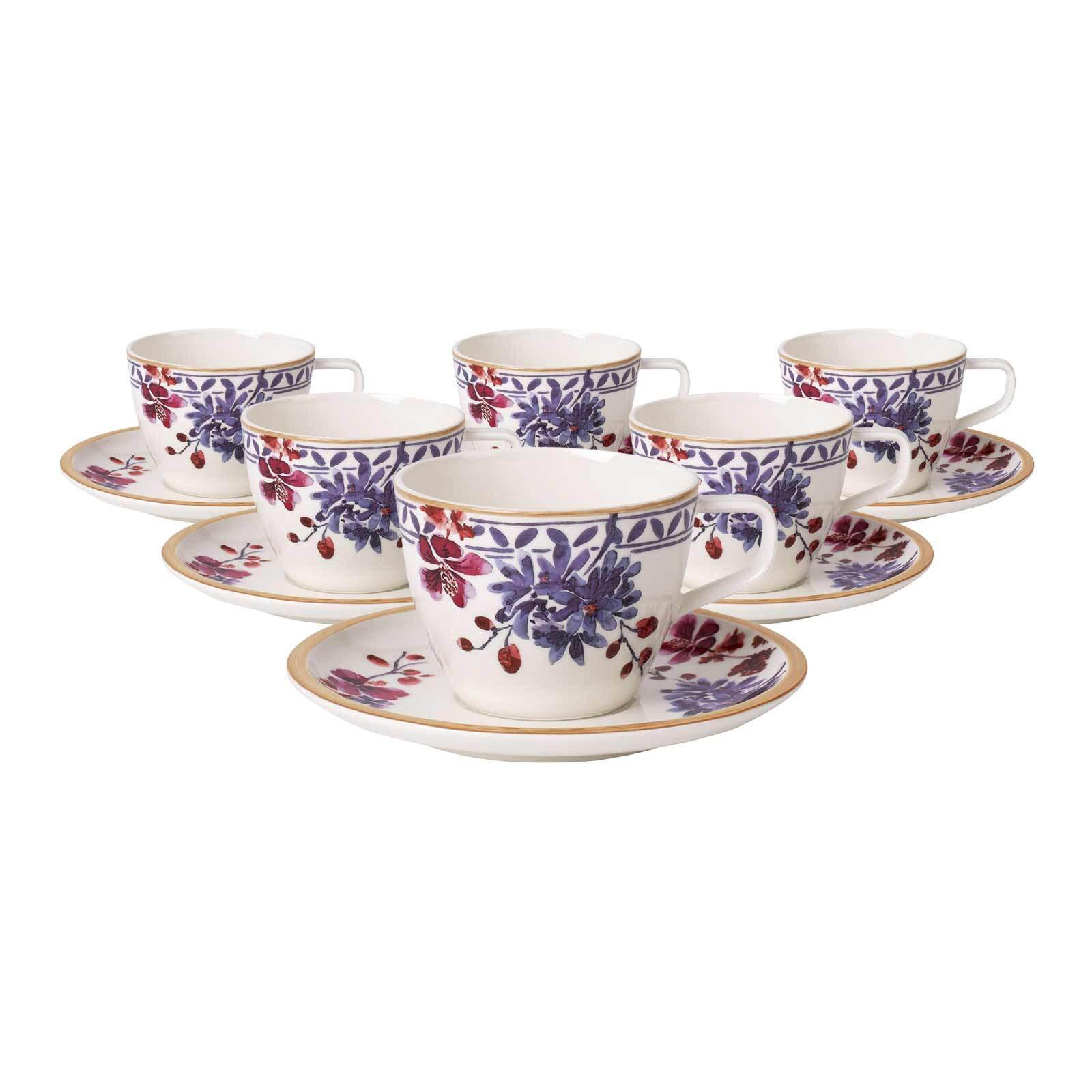 KAFFEETASSEN MIT UNTERTASSEN Artesano Provençal Lavendel bunt 170 ml 6er Set - Multicolor, Keramik (0.17L) - Villeroy & Boch