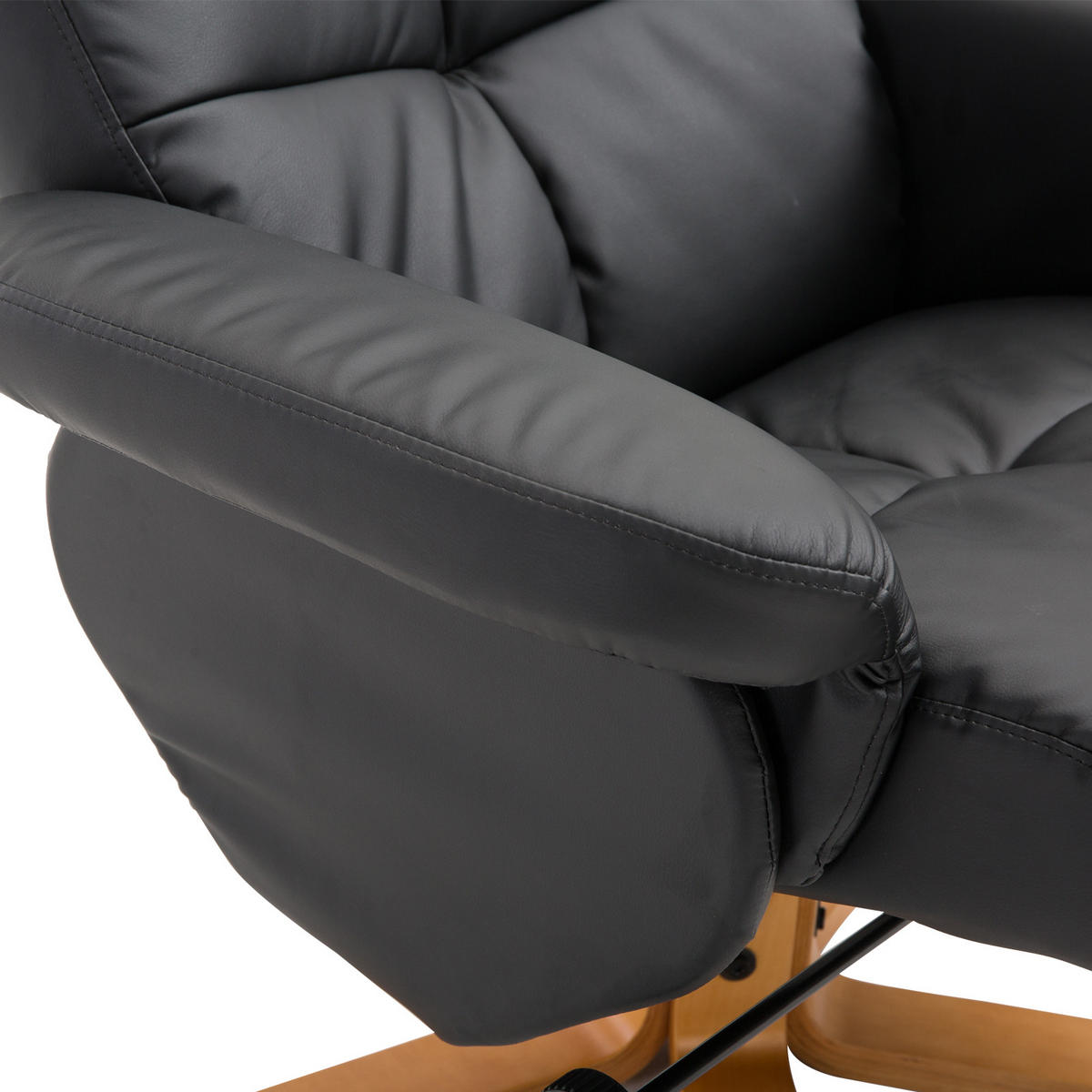 RELAXSESSEL DE-07561 360° drehbar, 145° neigbar mit Staufach Schwarz - Schwarz, Holz (86/99/80cm) - ComfortXL