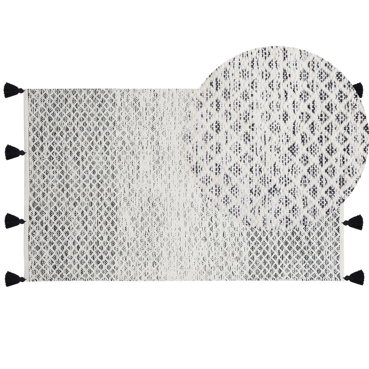 TEPPICH geflochten Gemlik 150/80 cm - Schwarz, Textil (80/150cm) - Beliani