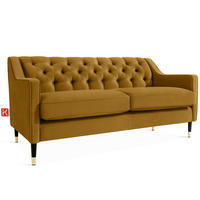 2-SITZER-SOFA NOMUS gesteppt, Gelb - Wengefarben/Gelb, Holzwerkstoff (170/78/80cm) - KONSIMO®
