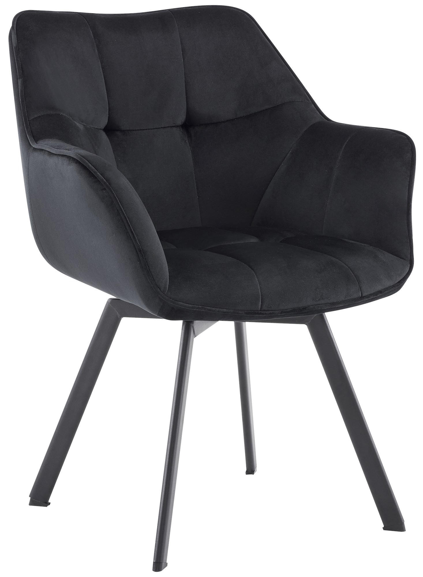 ESSZIMMERSTUHL Samt schwarz - Schwarz, Textil/Metall (60/81/59cm) - CLP