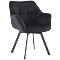 ESSZIMMERSTUHL Samt schwarz - Schwarz, Textil/Metall (60/81/59cm) - CLP