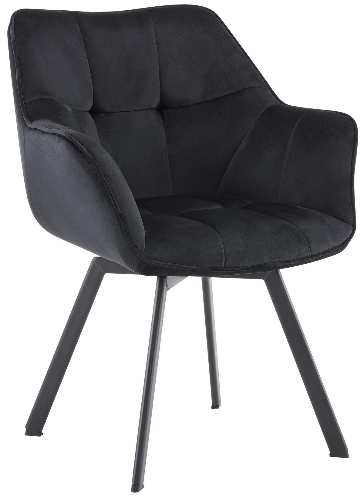 ESSZIMMERSTUHL Samt schwarz - Schwarz, Textil/Metall (60/81/59cm) - CLP