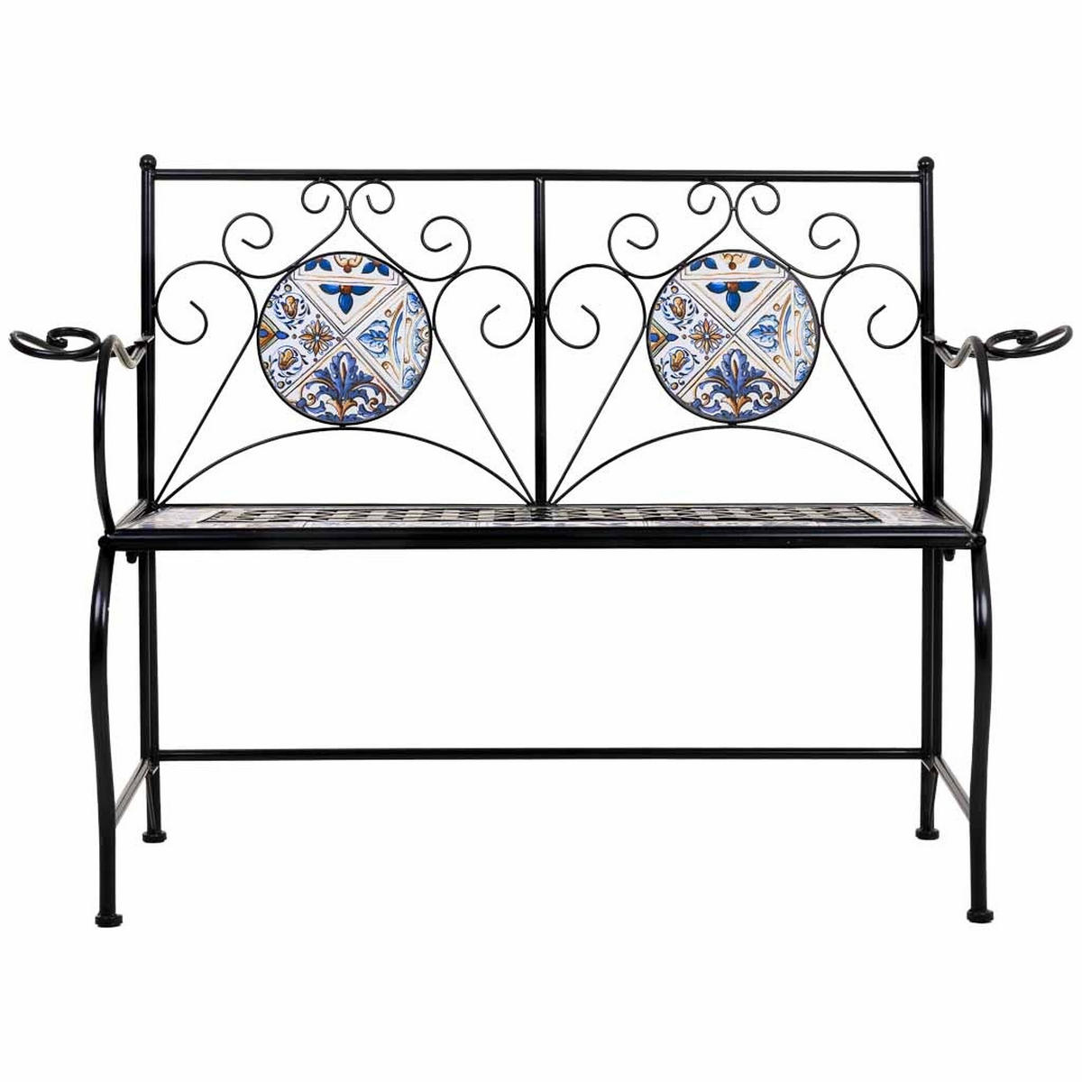 BANK, schwarz, 110x50x88cm - Schwarz, Metall (110/88/50cm) - Wanderlust