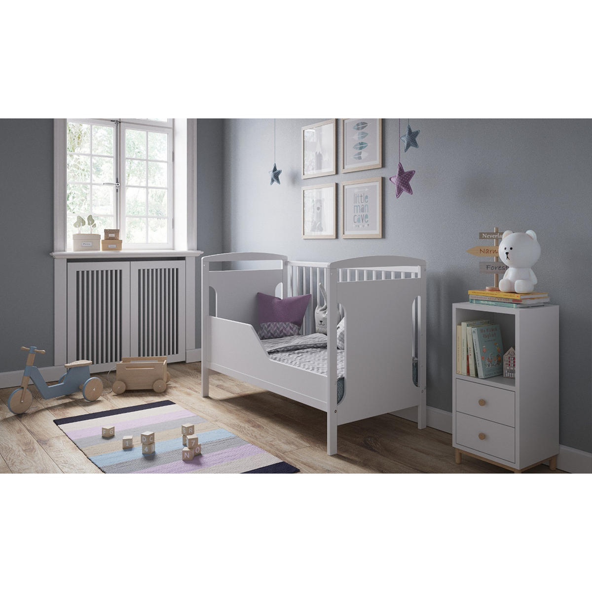 BABYBETT Elinor, Mitwachsendes, Weiß - Weiß, Holz (60/120cm) - Premiers Moments