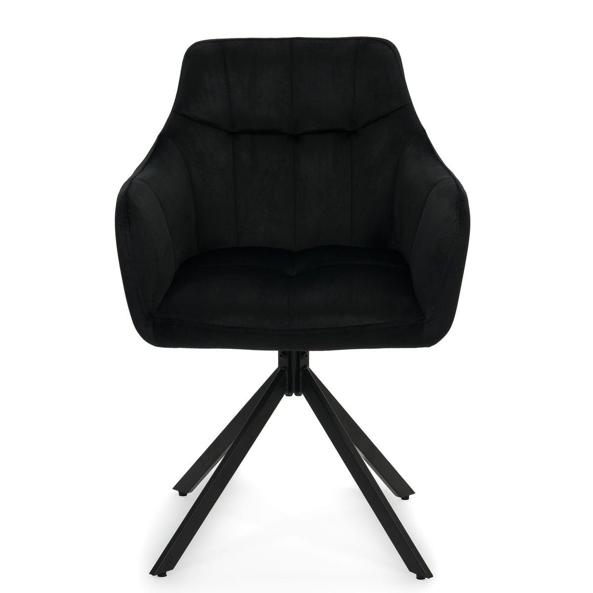 STUHL FANO X drehbar gepolsterter mit Steppung - schwarz - Velour - Schwarz, Textil/Metall (58/83/59cm) - NEW HOME