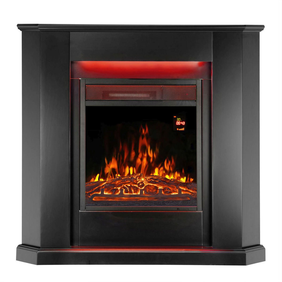 ELEKTROKAMIN 2000W dreieckig schwarz mit Flammeneffekt - Schwarz, Holz (96/93/57cm) - Juskys